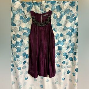 Alexia Admor Dark Plum Midi Beaded Sleevelesss Cocktail Dress - Sz Medium